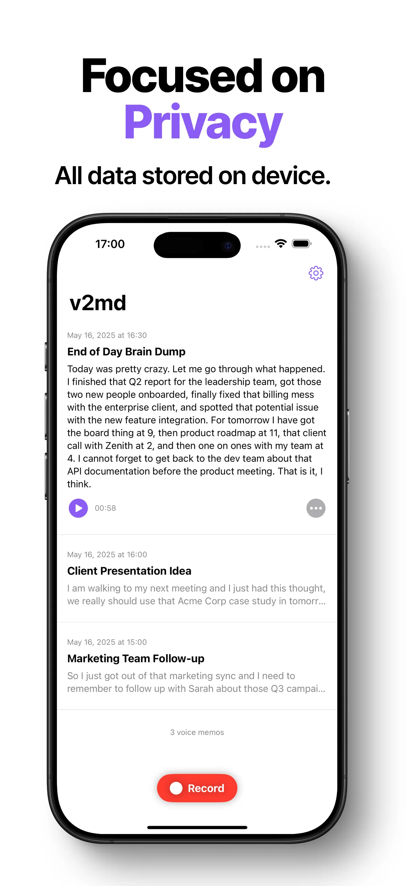 app preview - focused on privacy